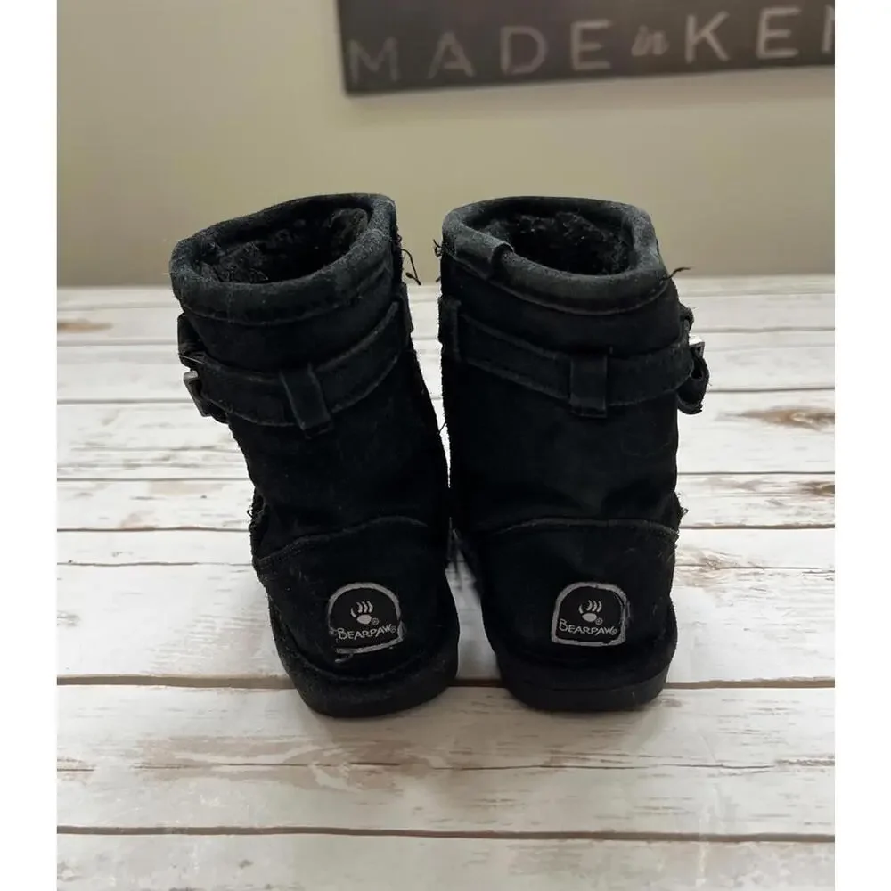 Bearpaw Toddler Black Suede Winter Boots, Size‎ 9
